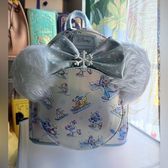 Loungefly Handbags - Loungefly Disney Mickey and Friends Snow Mini Backpack and Ears NWT